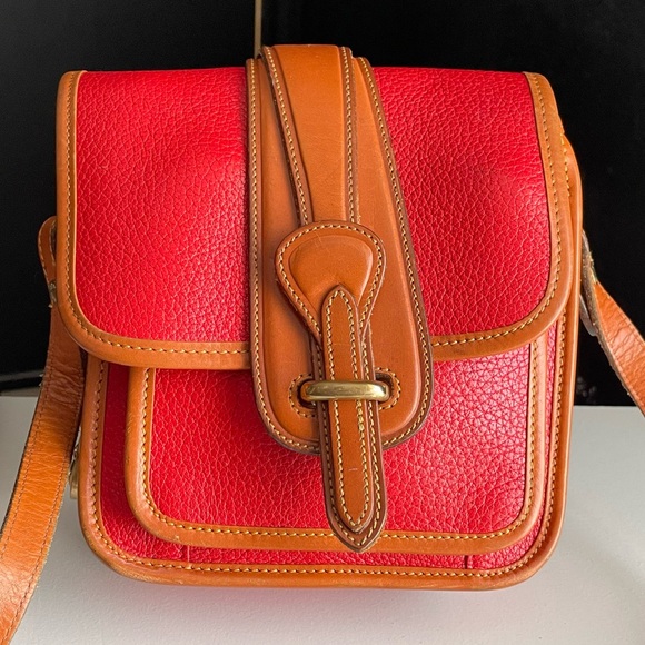 Dooney & Bourke Red Brown Leather Mini Binoculars Equestrian Crossbody Bag - Picture 3 of 16